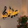 4pcs Black Music Note Candlesticks Metal Art Wall Candle Holders Decoration Musical Note-Style Creative