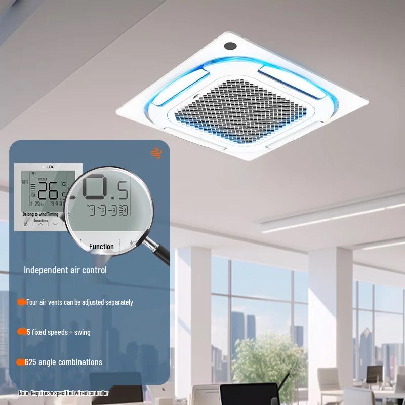 Aux 5 HP Inverter Ceiling Cassette Central Air Conditioner, Level 1 Energy, 380V CN plug (adapter included)