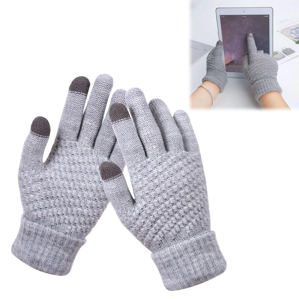 Women Men Warm Winter Touch Screen Gloves Stretch Knit Mittens Full Finger Guantes Female Crochet Glove