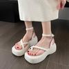 Black Platform Sandals Women Summer 2024 Clip Toe Wedge Heeled Sandals Woman Ankle Straps Thick Bottom Sandales Femmes Shoes
