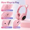 XiaomiCute Cat Ear Headphones Bluetooth Wireless Headphones LED Light Earphones Foldable Headset with Mic TF Card AUX for Kids