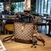Printed Light Luxury Bucket Bag New Fashion Handbag Shoulder Bag Texture Large Capacity Crossbody Bag Women's Small Bag