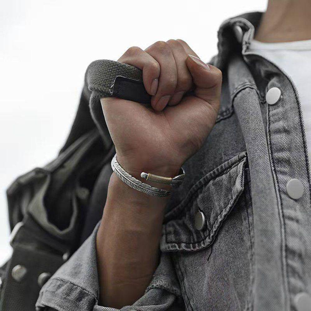 Feather Gift Adjustable Women Opening Bracelets Hand Jewerly Man Cuff Bangles Korean Wristbands