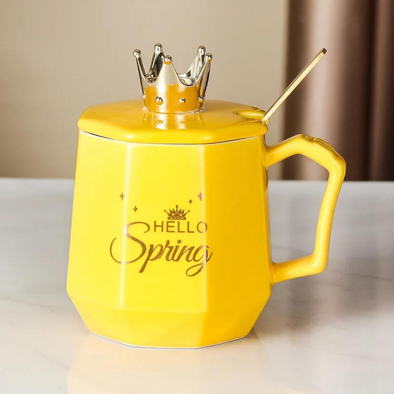 Творческая керамическая кружка для кофе «Золотая корона», кружки, посуда для напитков, чашки и кружки, кружка для чая, чашка кофе, оригинальная, красивая, пивная, забавная