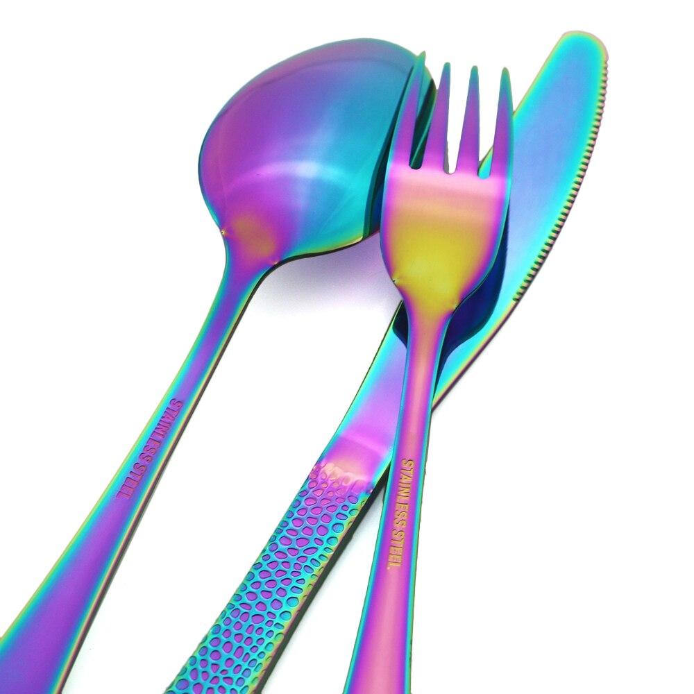 30 шт. красочный набор столовых приборов, ножи, десертные вилки, ложка, ужин, посуда, столовая посуда из нержавеющей стали, набор кухонного серебра в западном стиле