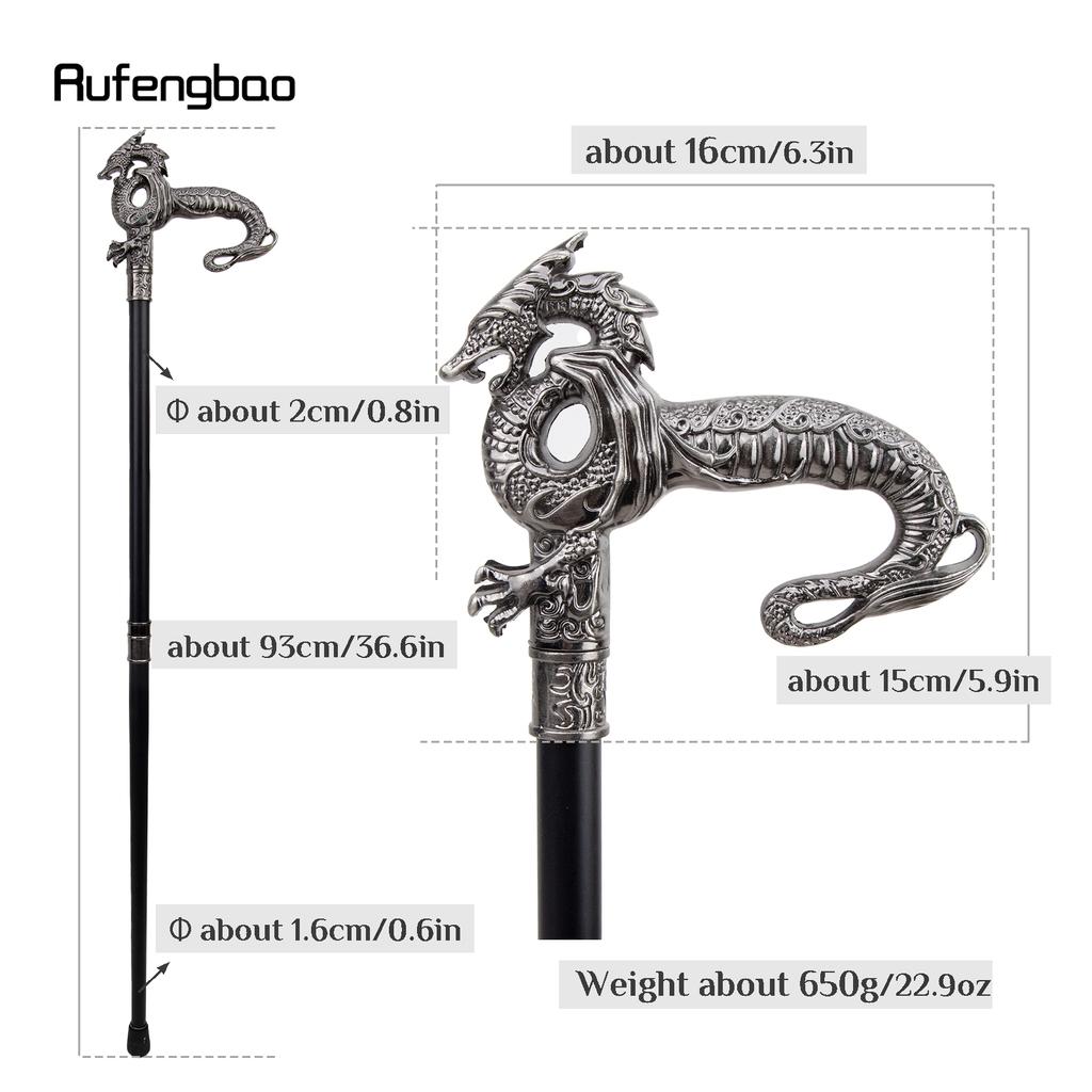 Серебряная роскошная трость с драконом, модная декоративная трость, элегантная трость для джентльмена, ручка для трости для косплея, 93 см