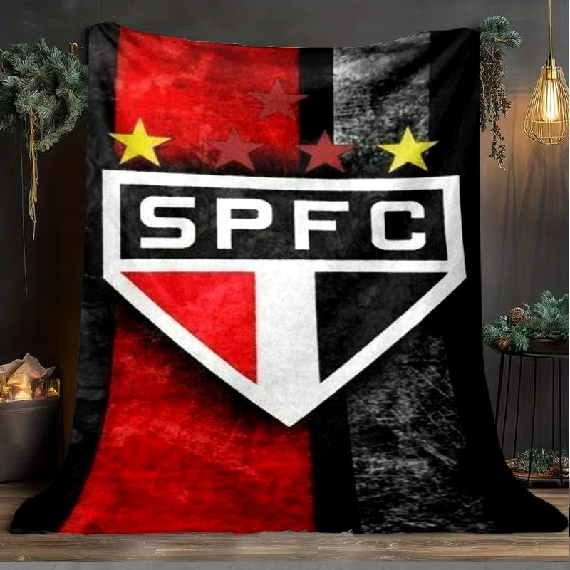 1PC Paulo Fc Emblem Printed Soft Flannel Blanket Throw for Adult Bedroom Living Room Sofa Camping Travel Fan gifts Christmas Gifts