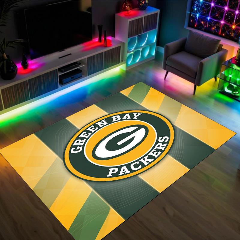 Green Bay Packers Design Crystal Velvet Carpet Cozy Non?Slip Printed Rug For Bedroom Living Room Entrance