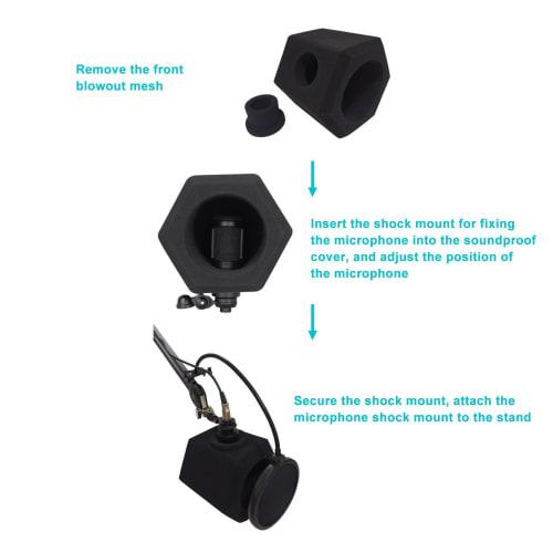 Microphone Isolation Shield, Acoustic Microphone Windshield Sponge Cover, 5-Sided Sealing and Detachable Design, Reduces Noise and Reflection