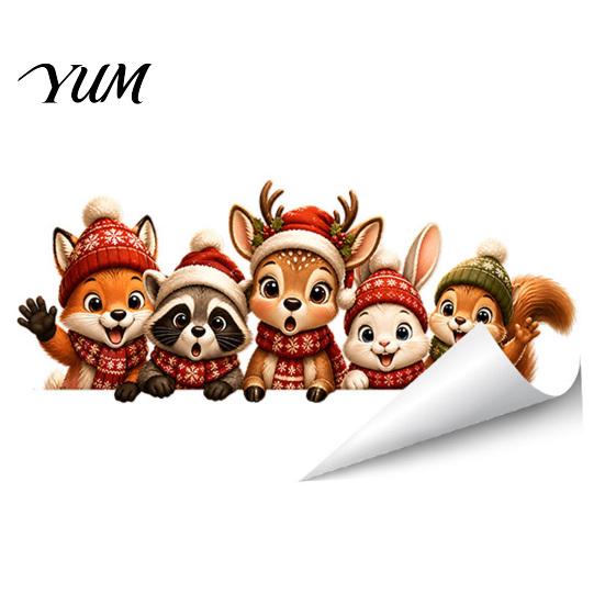 Christmas Gifts for Friends Window Stickers, Static Cling Santa Claus Snowman Reindeer Decals, Removable PVC Stickers Holiday Glass Clings Home