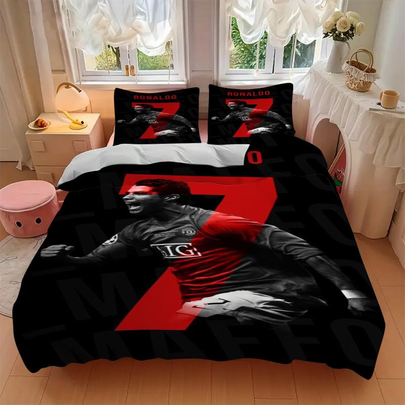 Ronaldo'S Iconic Number Seven Print 3Pcs Bedding Setduvet Cover With 2 Bedropillowcase Home Birthday Gift