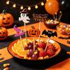 Holiday Table Decorations 100PCS Halloween Bamboo Toothpicks, Cute Tree Shaped Disposable Skewers, Cupcake Toppers Decorative Dessert for Appetizers