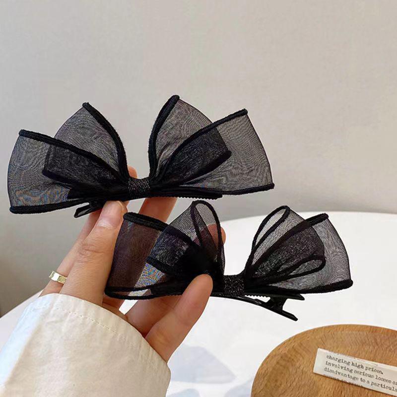 Black Lace Double-Layer Mesh Bow Hairpin For Women Girl Hair Accessories