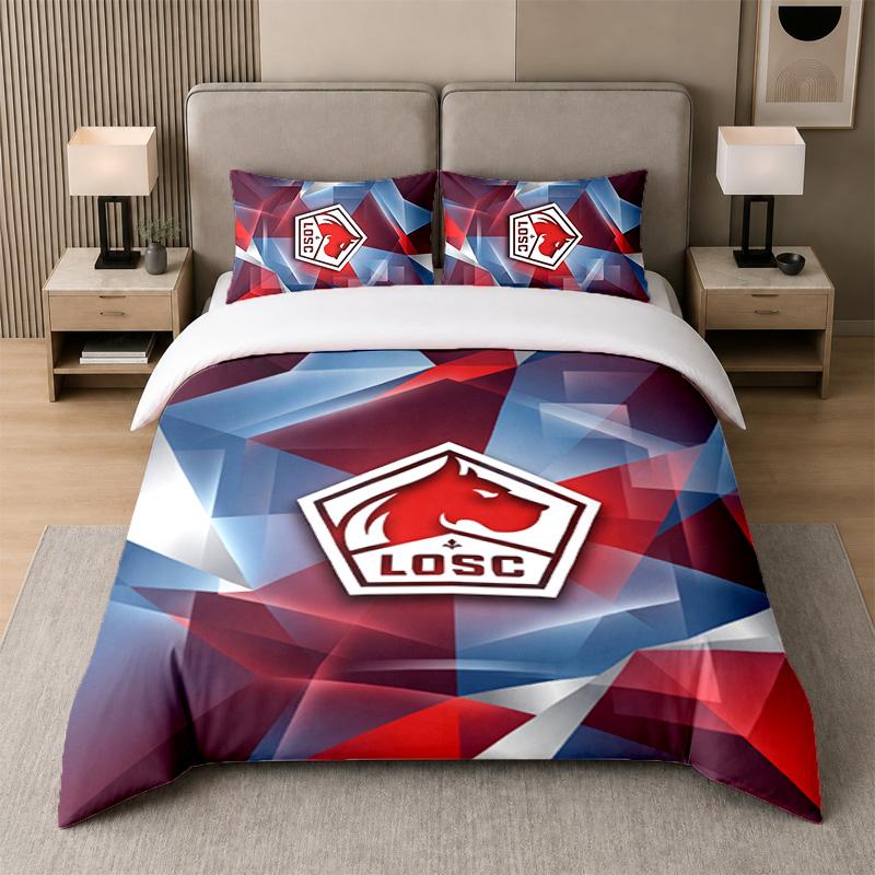 3Pcs Bedding SetLOSC Lille FC Soft Bed Sheet and Two Pillowcases Home Bedroom Decor