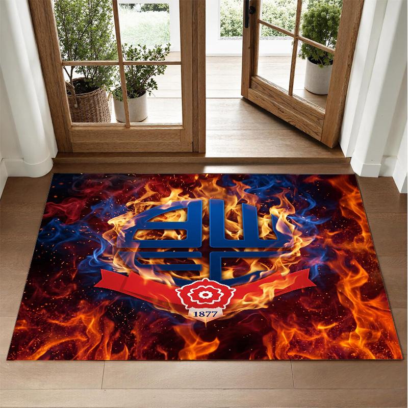 Bolton Wanderers FC Design Crystal Velvet Rug Soft Decorative Mat for Bedroom Entrance
