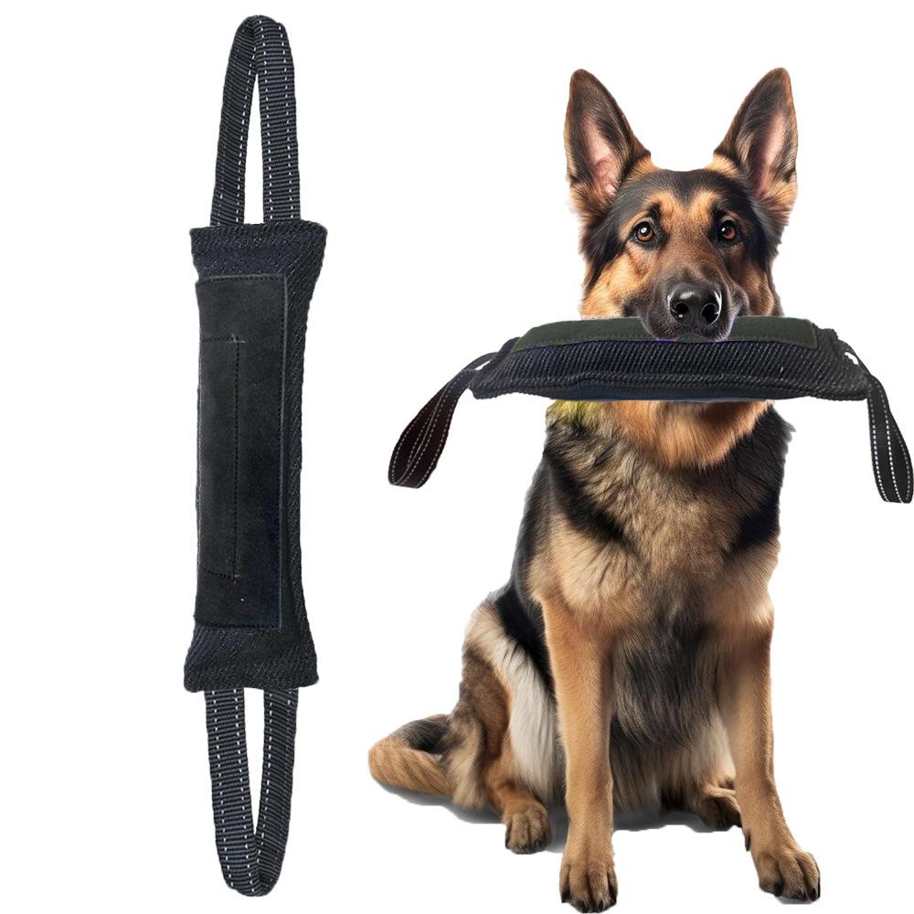 Dog training bite stick tear-resistant cloth spliced leather interactive tug-of-war pet toys outdoor dog training supplies