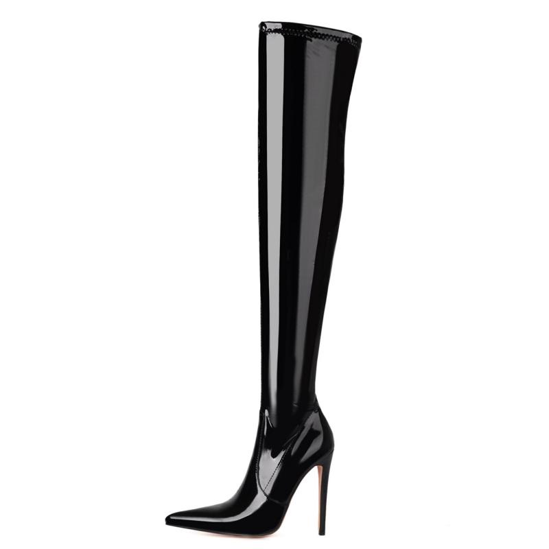 Thigh High Boots For Women 2024 Sexy Point Black Heeled Winter Women's Over the Knee Boot Long Party Fetish Dance Shoes Lady