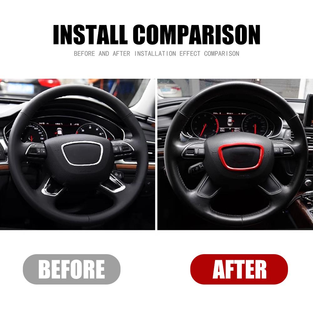 Рамка логотипа рулевого колеса автомобиля для A3 A4L A6L A8 Q3 Q5 Q7, эмблема рулевого колеса, значок, отделка, декоративное кольцо, наклейка, металл, 3D-стиль автомобиля