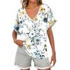 Женские рубашки с коротким рукавом и V-образным вырезом, с цветочным принтом, свободные повседневные футболки, летние топы