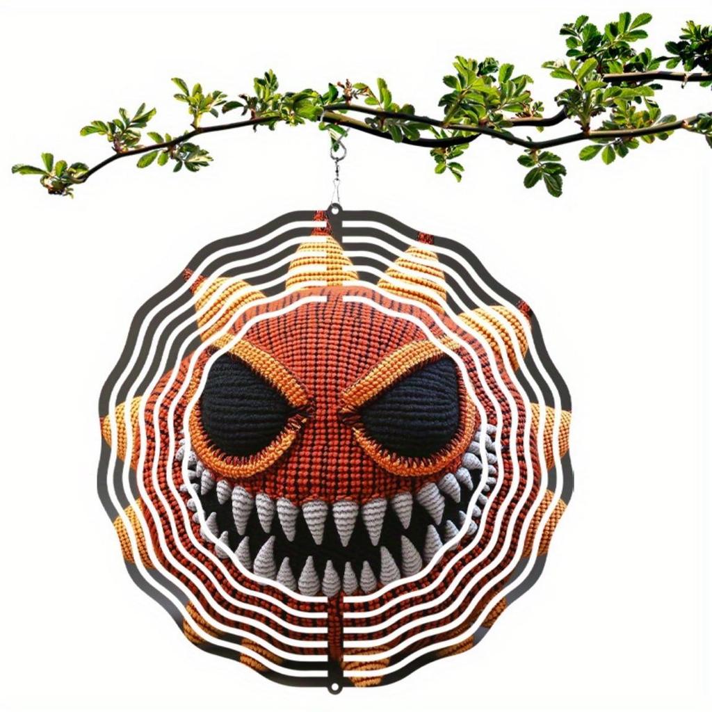 Orange Black Wind Chime Outdoor Garden Decor No Electricity Needed Wall Hanging 3D Woven Wind Bell for Yard Patio Home Gift Halloween Thanksgiving