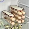 Large Egg Holder for Fridge Automatic Rolling Egg Organizer Clear Plastic Egg Container Stackable Egg Dispenser and Storage Bin