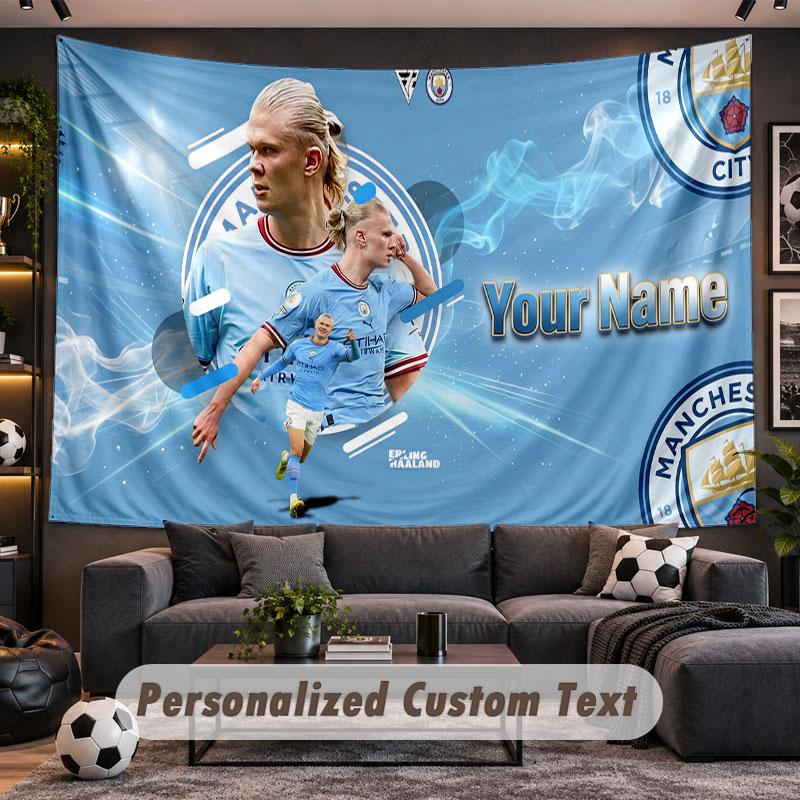 Wall Hanging Tapestry Custom NameErling Haaland Pattern Personalized Printed Fabric Wall Decor