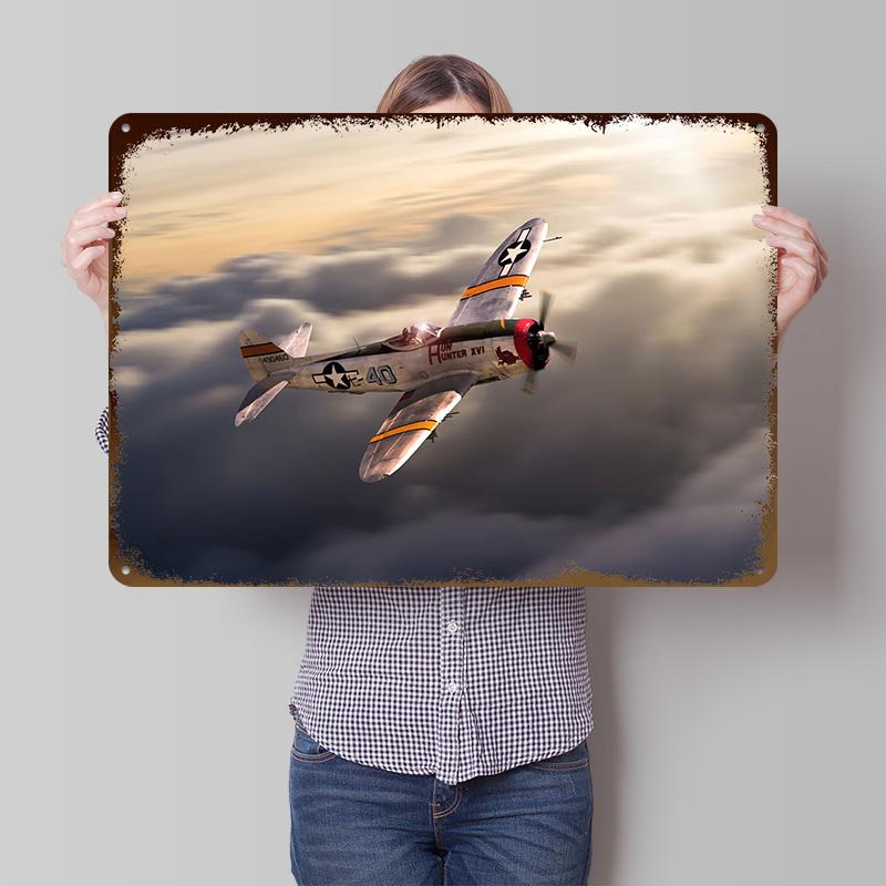 Iconic P Thunderbolt Dubbed Hun Hunter Printed Poster Customized Wall Art Retro Vintage Metal Tin Signs for Decoration Room