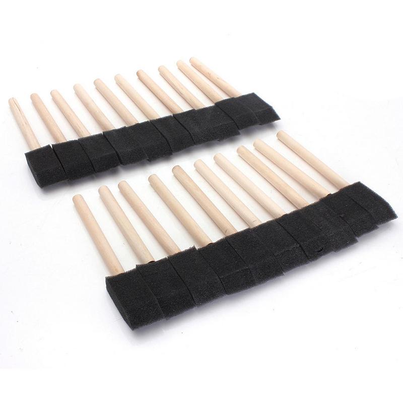 20 шт., 1 дюйм, пенопластовые кисти, деревянная ручка, инструмент для рисования и отделки, ремесла