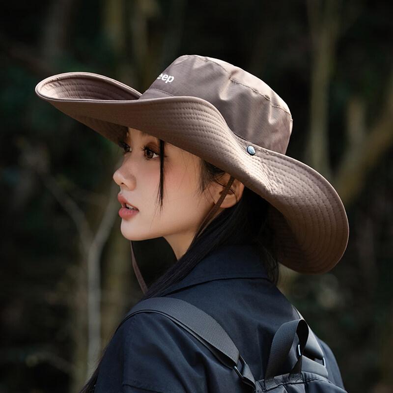 JEEP Western Cowboy Bucket Hat for Women Summer Outdoor Hiking Sunshade Wide Brim Sun Protection Hat