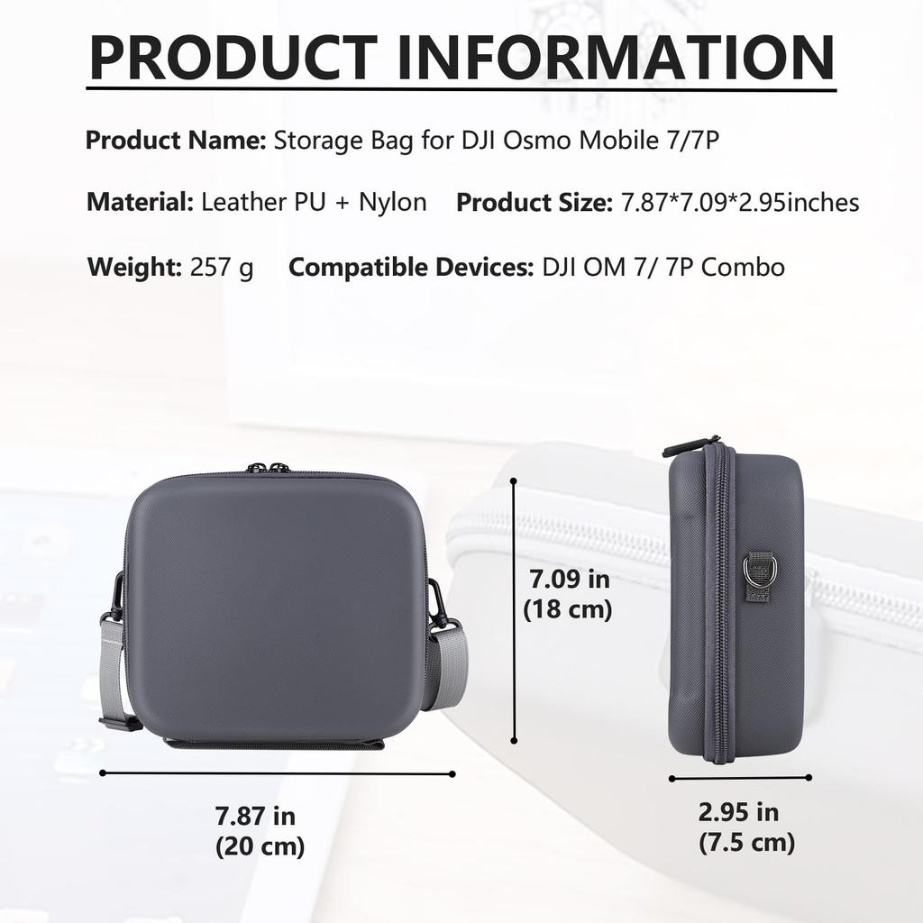 Travel Case for DJI OM 7P/ OM7 - Portable Storage Bag Hardshell Carrying Case Fits DJI Osmo Mobile 7/7P Accessory Case
