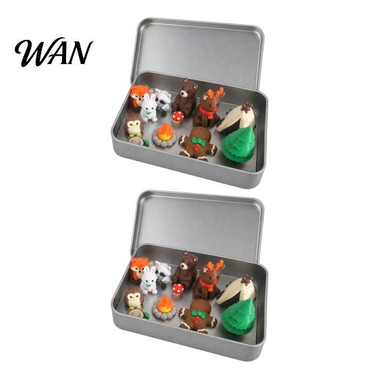 Religious Christmas Ornaments 3D Printed Miniature Nativity Scene Set in Tin Box, Holy Portable Box Display Family Figurines for Holiday Tabletop