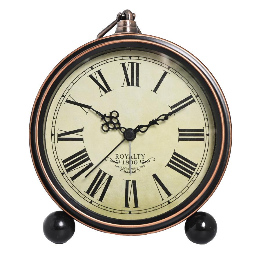 Retro Alarm Clock Metal Silent Table Desk Clock Non Ticking Quartz Movement Bedside Clock for Bedroom