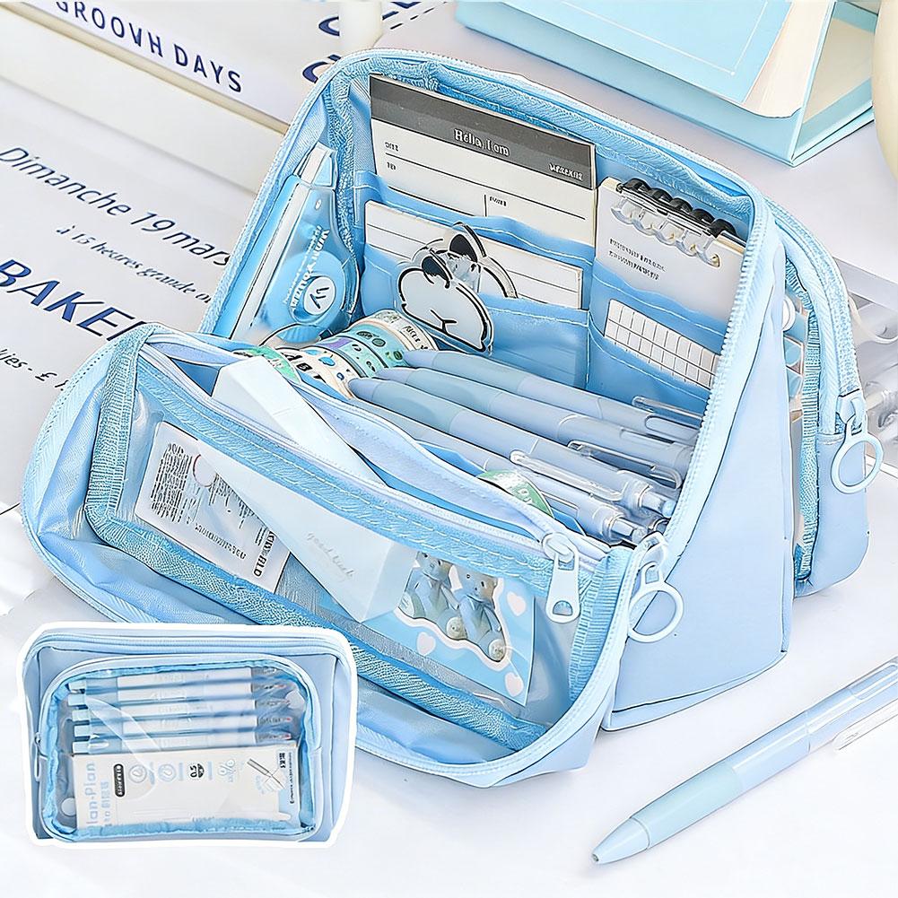 Large Capacity Transparent Pencil Case DIY Zipper Pen Bag 9 Layer Multi function Students Stationery Storage Bag School Supplies