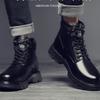 Martin Boots Men's Spring 2025 New High-top British Style Black Tooling Motorcycle Leather Boots Spring and Autumn Casual Leather Shoes