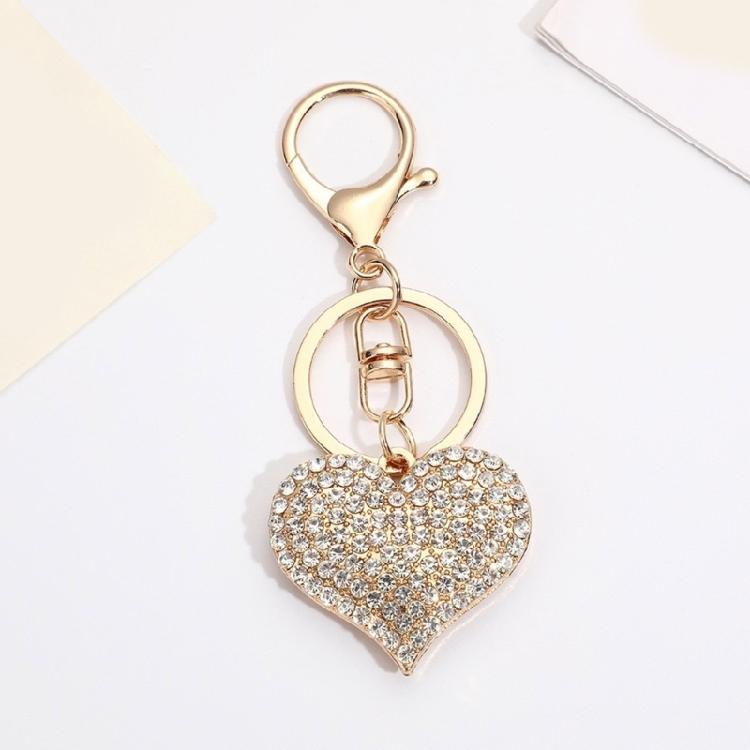Stylish Heart Keychain Rhinestones Highlighted Charm Corrosion Resistant Key Chain for Keys or Bag Decoration