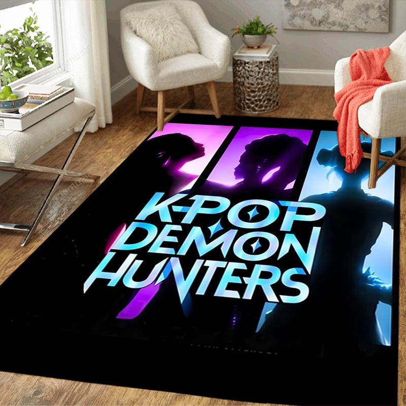 1Pc Kpop Demon Hunters Rug, Office Carpet Indoor Outdoor Doormat, Non-Slip, Comfortable, Living, Christmas Halloween, Xmas Gift L1315