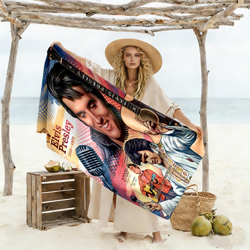Elvis Presley Beach Towel High Absorbency Quick-Dry Comfortable Lightweight Suitable for Sports, Travel, Swimming, Yoga, Bathroom, Beach, And Pool