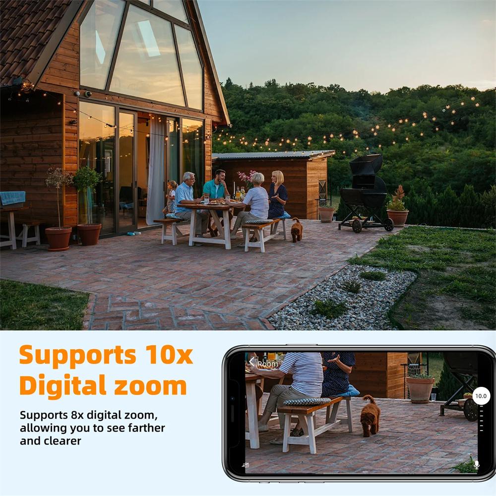 Камера-лампочка 2-в-1 - Wi-Fi наблюдение со светодиодной подсветкой, PTZ-камера видеонаблюдения, ИИ-слежение, двусторонняя аудиосвязь, ночное видение, беспроводная камера