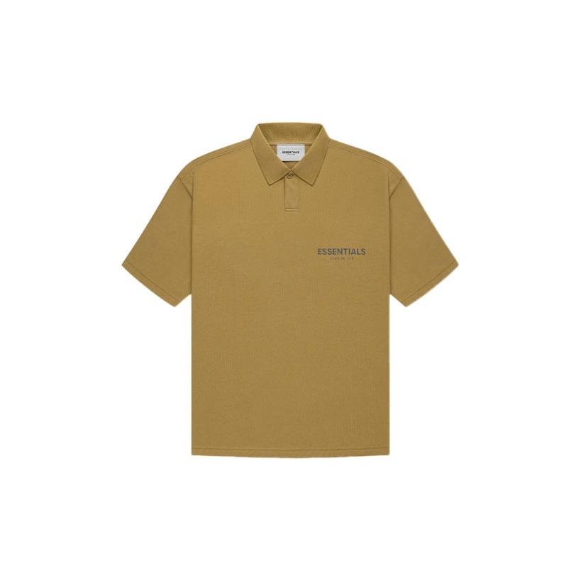 Fear of God Essentials Поло с коротким рукавом с однотонным принтом логотипа, унисекс, цвет Янтарный, FOG-FW21-006
