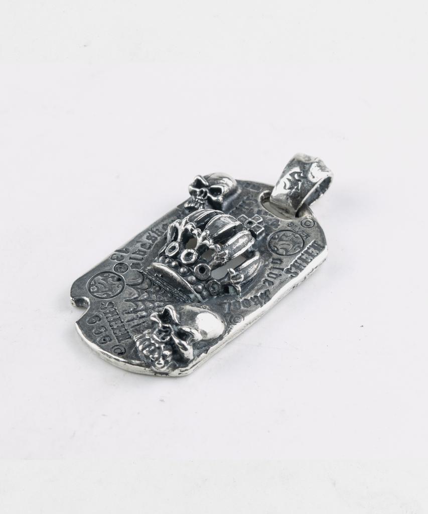 Sheen666 Crown Dog Tag Silver Pendant