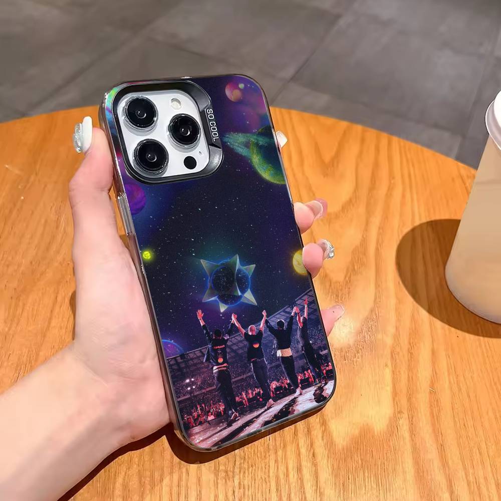 C-Coldplay Britpop Icon Shell Phone Case For iPhone17,16,15,14,13,12,Pro Max Black Colorful Phone case