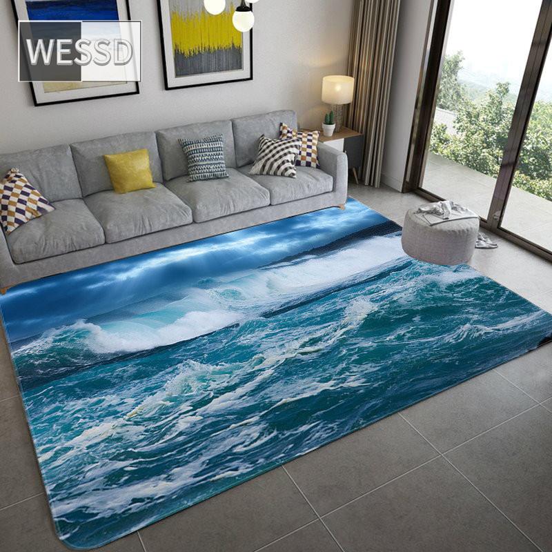 3D большой ковер с морской волной для украшения гостиной, мягкий противоскользящий ковер для ванной комнаты, напольный коврик, ковер для спальни, кухонный ковер, ковер для дивана