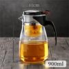 Термостойкий с заварочным устройством из нержавеющей стали, прозрачный чайник, 750 мл/900 мл/1000 мл/1800 мл, стеклянный заварочный чайник, бытовая чайная утварь, заварочное устройство для чая
