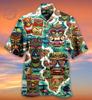Hawaiian shirt new men's large size 1D printing fashion casual and comfortable Cuban collar button-down cardigan