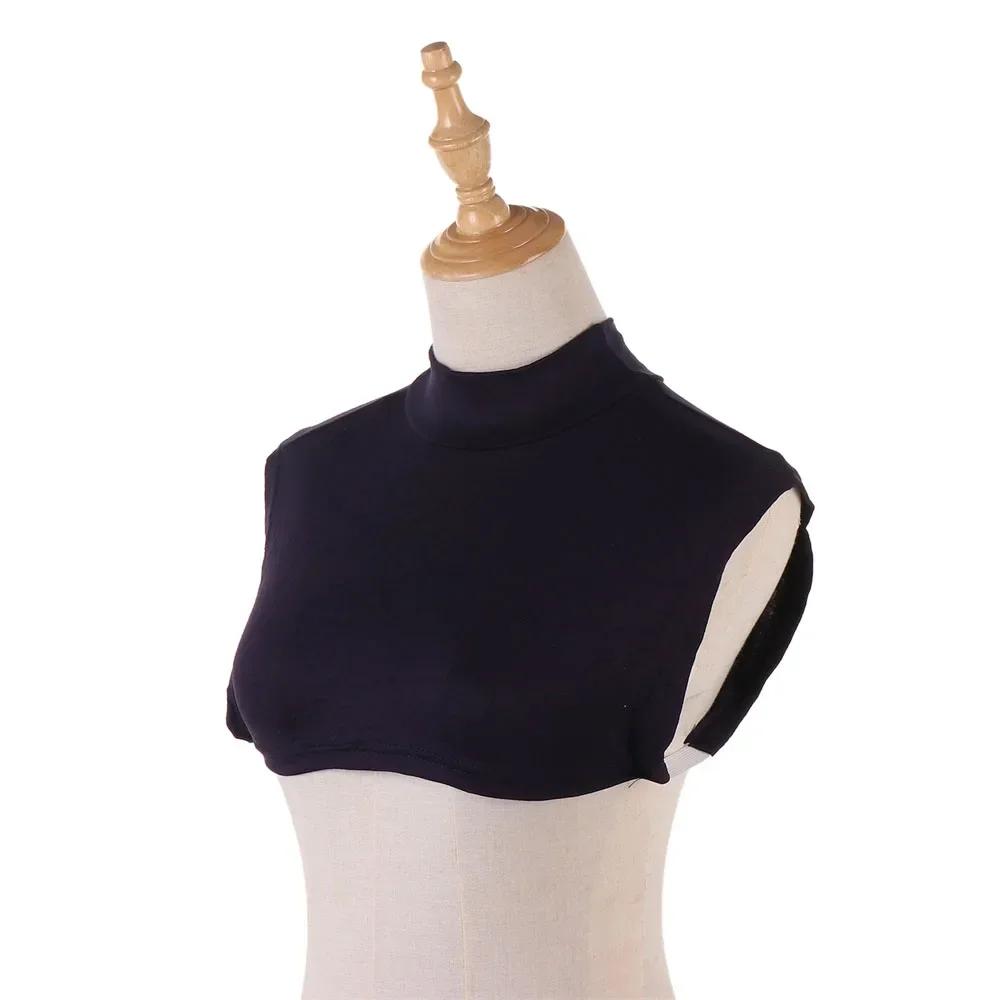 New Womens Muslim Modal Fake False Collar Islamic Hijab Extensions Turtleneck High Neck Cover Warmer Bright Solid Color Half Top