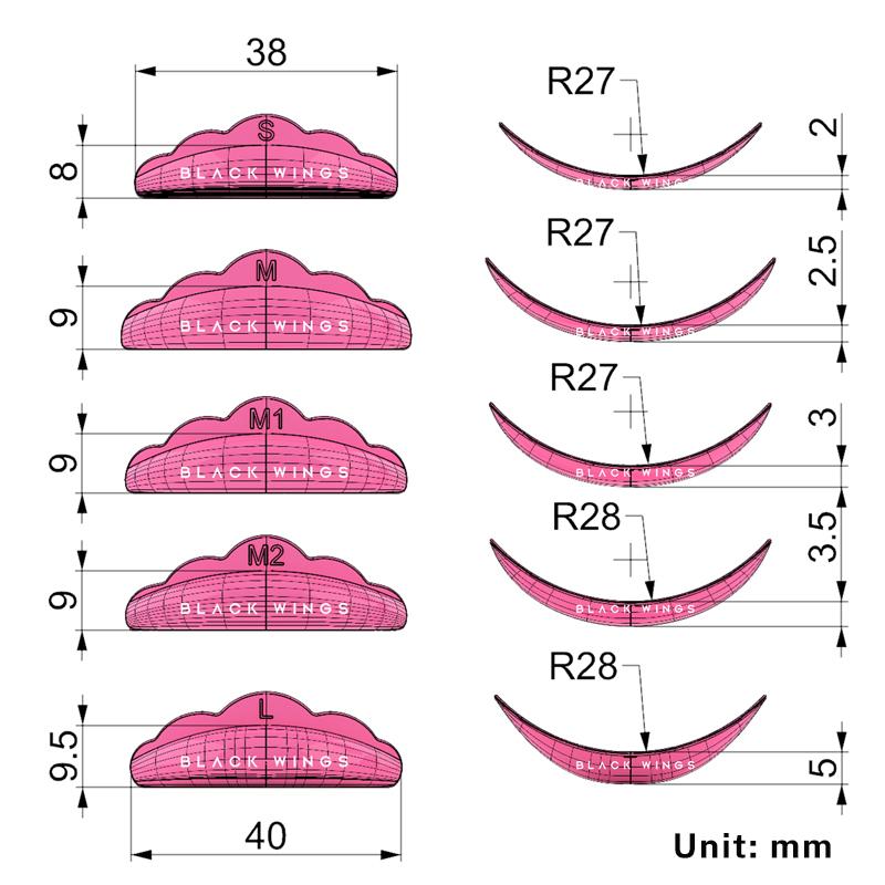 BLACKWINGS 5 пар силиконовых подушечек для завивки ресниц, цветные подушечки для завивки ресниц, с таблицей размеров, гипоаллергенные многоразовые аксессуары