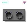 BSEED Double EU Socket 150*80mm Power Outlets Electric Sockets Plastic Wall USB C Socket  White Black Gold Gray 16A E Series