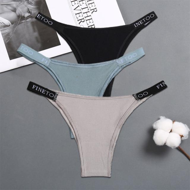 FINETOO 3PCS/Set Women's Lingerie Panties Cotton Gstring Female Underpants Sexy Letter Panties Thong Pantys Underwear Intimates