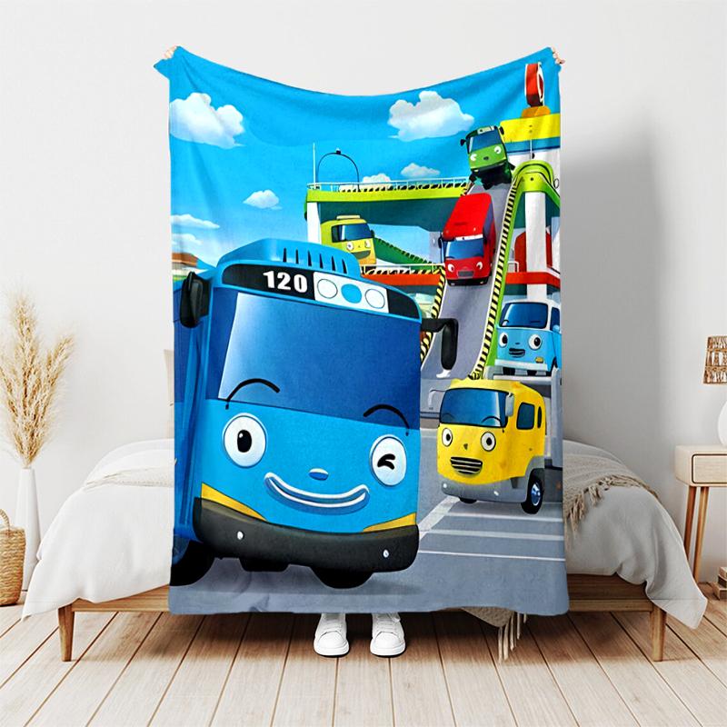 1pc Blanket Tayo the Little Bus Print Design, Lightweight Blanket for Sofa, Bed- Soft &Warm, Gift for All Seasons like Christmas, Halloween