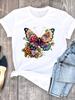 (Азиатский размер) Тенденция в одежде с бабочками, симпатичная, повседневная футболка с круглым вырезом, женская футболка с коротким рукавом, модная женская футболка с графическим принтом